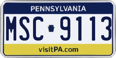 PA license plate MSC9113