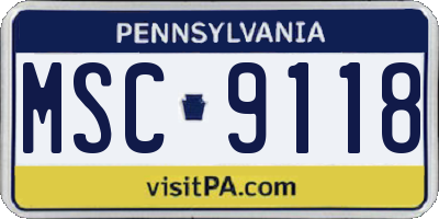PA license plate MSC9118