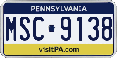PA license plate MSC9138