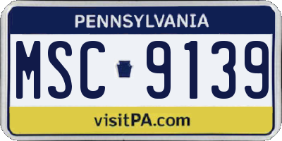 PA license plate MSC9139