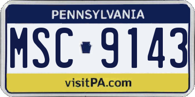 PA license plate MSC9143