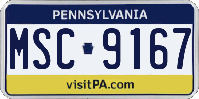 PA license plate MSC9167