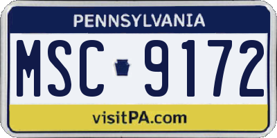 PA license plate MSC9172