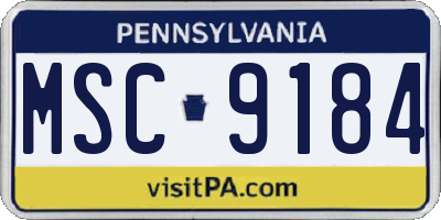 PA license plate MSC9184