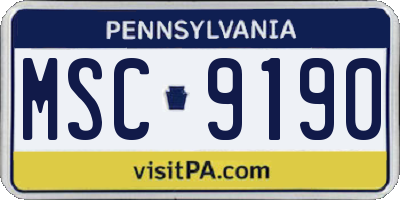 PA license plate MSC9190
