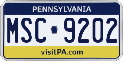 PA license plate MSC9202