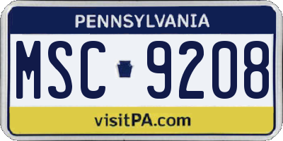 PA license plate MSC9208