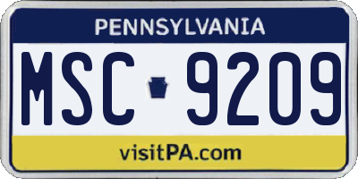PA license plate MSC9209