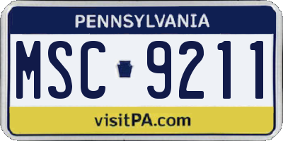 PA license plate MSC9211