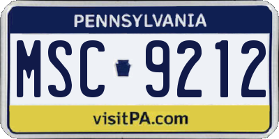 PA license plate MSC9212