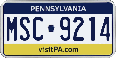PA license plate MSC9214