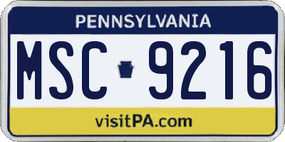 PA license plate MSC9216