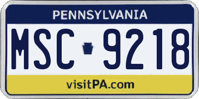 PA license plate MSC9218