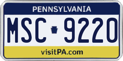 PA license plate MSC9220
