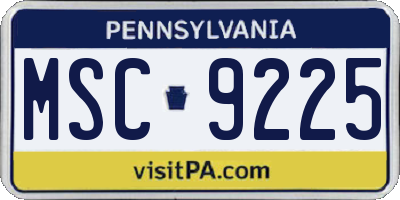 PA license plate MSC9225