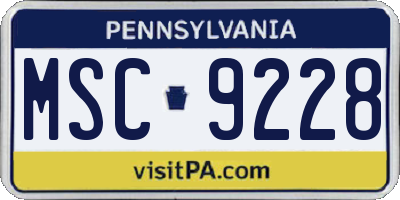 PA license plate MSC9228
