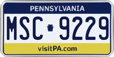 PA license plate MSC9229