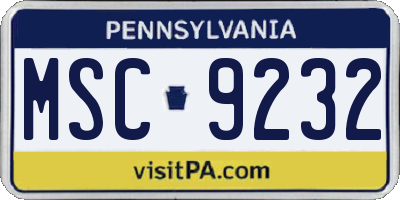 PA license plate MSC9232