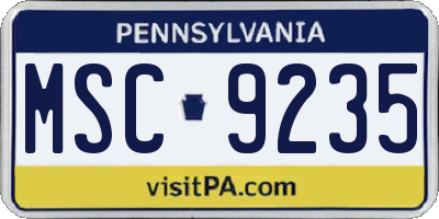 PA license plate MSC9235