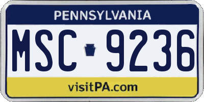PA license plate MSC9236