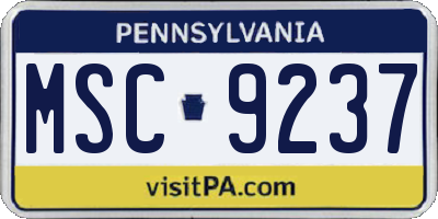 PA license plate MSC9237