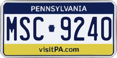 PA license plate MSC9240