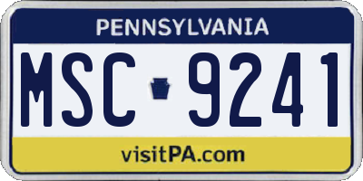 PA license plate MSC9241