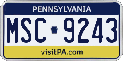 PA license plate MSC9243