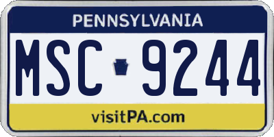 PA license plate MSC9244