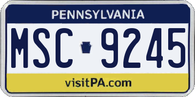 PA license plate MSC9245