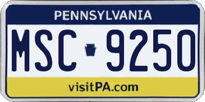 PA license plate MSC9250