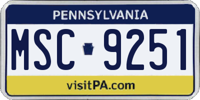 PA license plate MSC9251