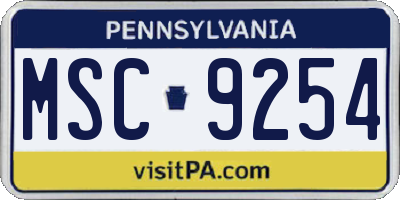 PA license plate MSC9254