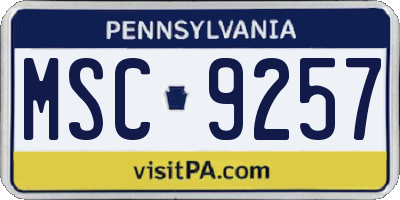 PA license plate MSC9257