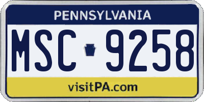 PA license plate MSC9258