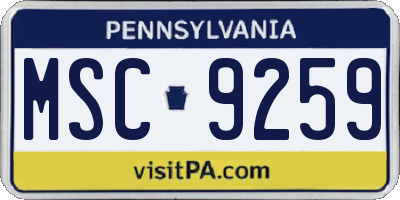PA license plate MSC9259