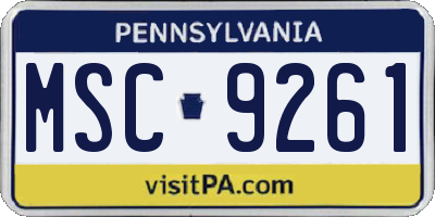 PA license plate MSC9261
