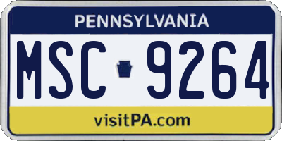 PA license plate MSC9264