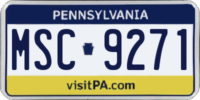 PA license plate MSC9271