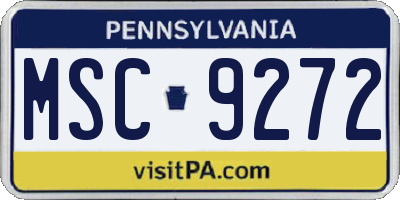 PA license plate MSC9272