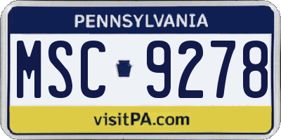 PA license plate MSC9278