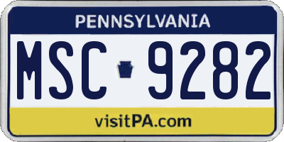 PA license plate MSC9282