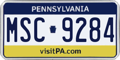 PA license plate MSC9284
