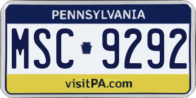 PA license plate MSC9292