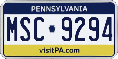 PA license plate MSC9294