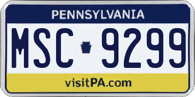 PA license plate MSC9299