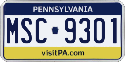 PA license plate MSC9301