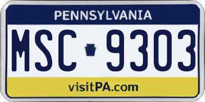 PA license plate MSC9303