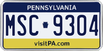 PA license plate MSC9304