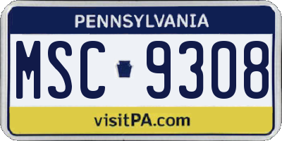 PA license plate MSC9308